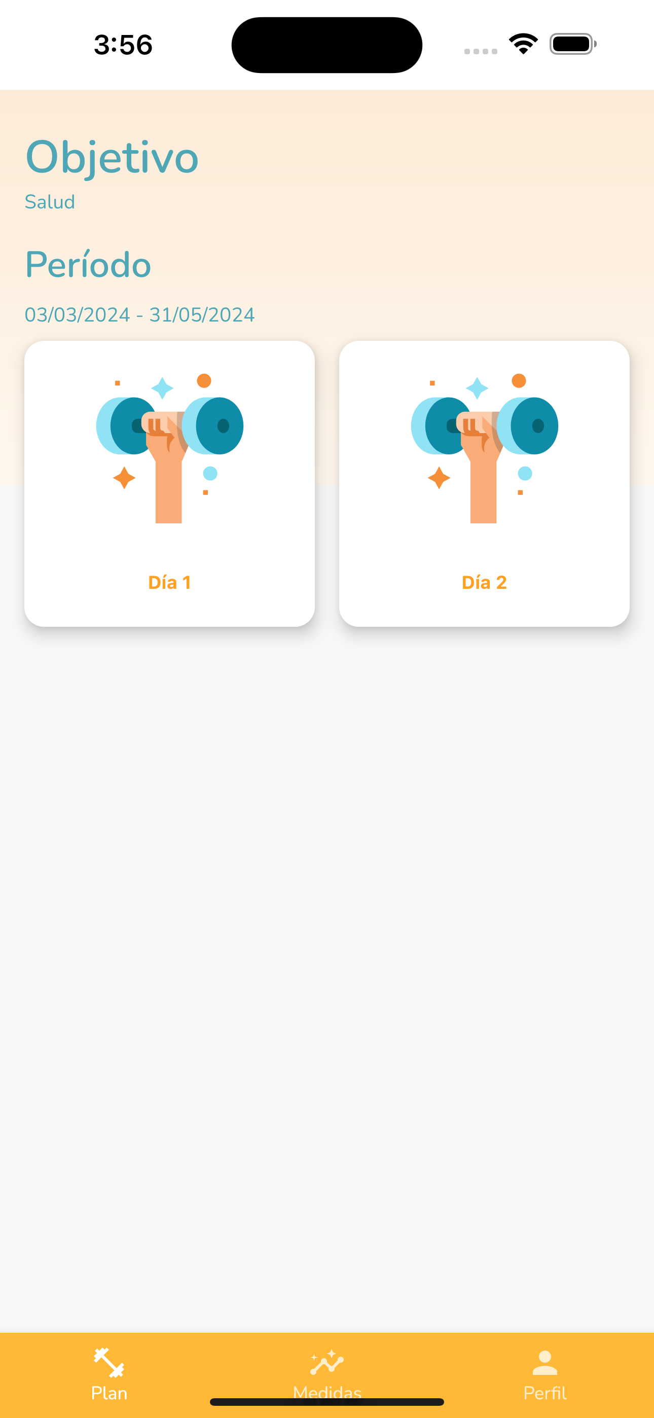 BrainMove app — plan screen